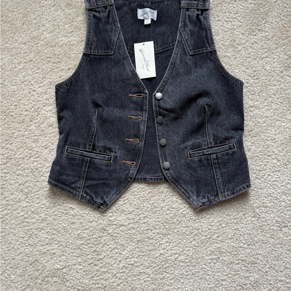 NWT Black Denim Vest